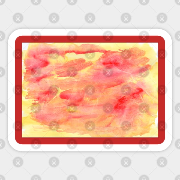 Watercolor background colored, yellow and red. Art decoration, sketch. Illustration hand drawn modern Sticker by grafinya